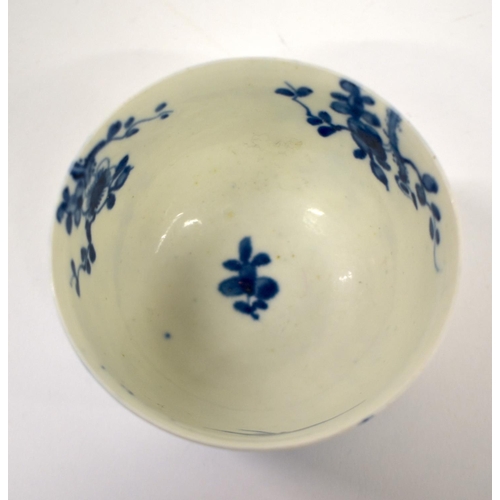 289 - Worcester teabowl and saucer painted in underglaze blue with the Prunus Root pattern c. 1757 -59 Wor... 