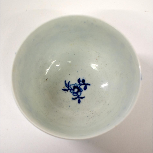 291 - Worcester teabowl and saucer printed in underglaze blue with the Early Flowering Plants c. 1758-60 n... 