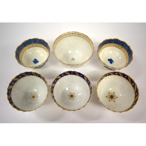 294 - 18th century Caughley three coffee cups, four saucers. Two teabowl and four Worcester teabowl (13)