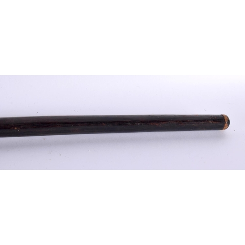 301 - A NATIVE AMERICAN CARVED WOOD CEREMONIAL PIPE together with an African ceremonial sword. Largest 93 ... 