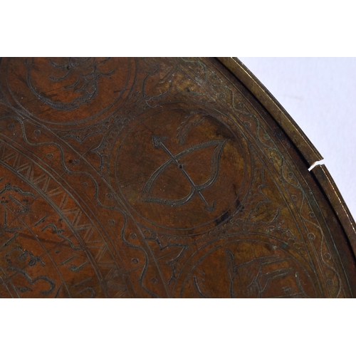 307 - A 19TH CENTURY MIDDLE EASTERN ISLAMIC COPPER ALLOY ASTROLABE decorated all over with animals, script... 