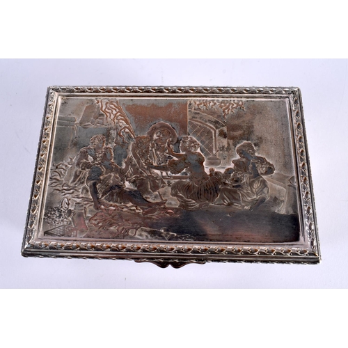 319 - A 19TH CENTURY MIXED METAL ELKINGTON & CO TYPE CASKET decorated with figures and griffin birds. 13 c... 