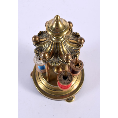 326 - A 19TH CENTURY ENGLISH BRONZE COUNTRY HOUSE BOBBIN HOLDER modelled with an acanthus top. 18cm high.