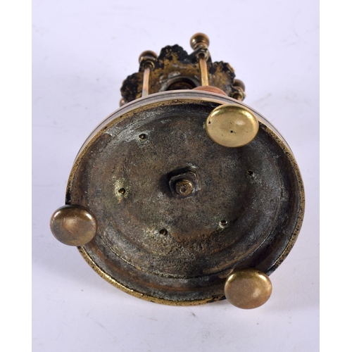 326 - A 19TH CENTURY ENGLISH BRONZE COUNTRY HOUSE BOBBIN HOLDER modelled with an acanthus top. 18cm high.