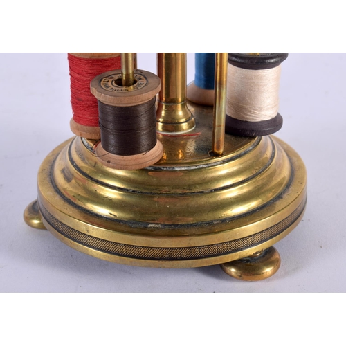 326 - A 19TH CENTURY ENGLISH BRONZE COUNTRY HOUSE BOBBIN HOLDER modelled with an acanthus top. 18cm high.