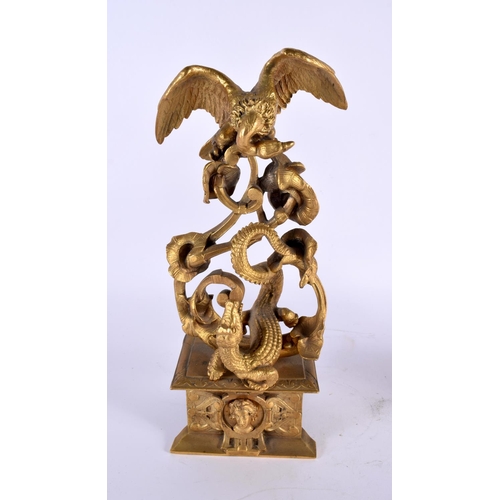 332 - A RARE PAIR OF EARLY 19TH CENTURY EUROPEAN ORMOLU FIGURAL GROUPS depicting vultures overlooking rear... 