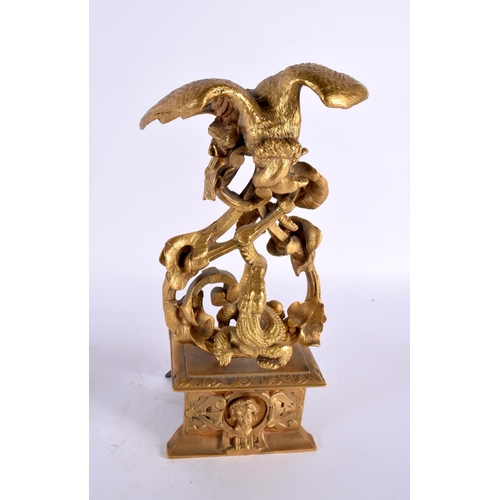 332 - A RARE PAIR OF EARLY 19TH CENTURY EUROPEAN ORMOLU FIGURAL GROUPS depicting vultures overlooking rear... 