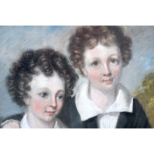 339 - Scottish School (19th Century) Gouache, Pair of boys in a landscape. 44 cm x 36 cm.