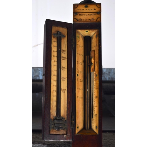 344 - AN UNUSUAL GEORGE III JOHN CAIL OF NEWCASTLE MARINE BAROMETER. 100 cm high.