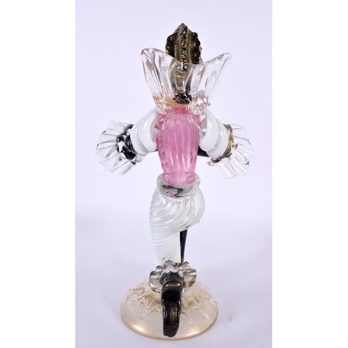 35 - AN ITALIAN MURANO GLASS FIGURAL CANDLESTICK. 27 cm high.