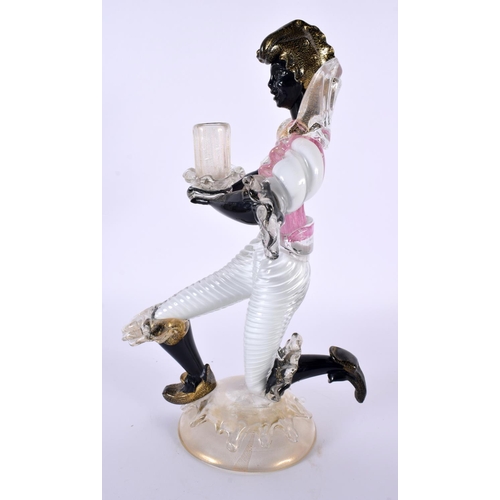 35 - AN ITALIAN MURANO GLASS FIGURAL CANDLESTICK. 27 cm high.