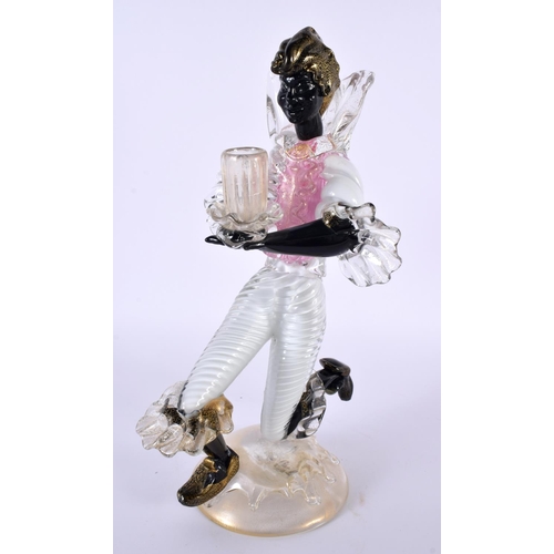 35 - AN ITALIAN MURANO GLASS FIGURAL CANDLESTICK. 27 cm high.