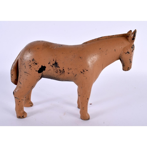 353 - A VINTAGE CARVED FOLK ART PAINTED NAIVE FIGURE OF A HORSE. 27 cm x 14cm.