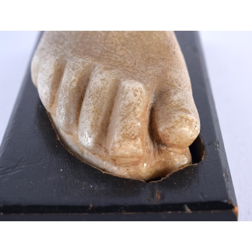 355 - A 19TH CENTURY ITALIAN GRAND TOUR CARVED MARBLE STONE FOOT FRAGMENT After the Antiquity. 10 cm x 7.5... 