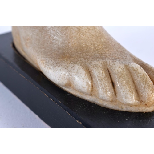 355 - A 19TH CENTURY ITALIAN GRAND TOUR CARVED MARBLE STONE FOOT FRAGMENT After the Antiquity. 10 cm x 7.5... 