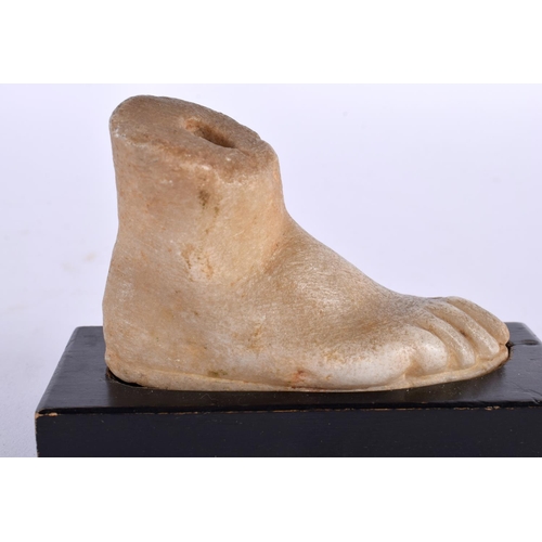 355 - A 19TH CENTURY ITALIAN GRAND TOUR CARVED MARBLE STONE FOOT FRAGMENT After the Antiquity. 10 cm x 7.5... 