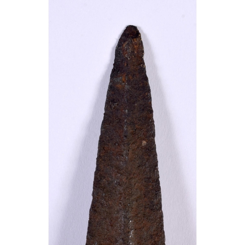 362 - AN ANTIQUE TRIBAL PATINATED IRON HARPOON possibly Southsea islands. 48 cm long.