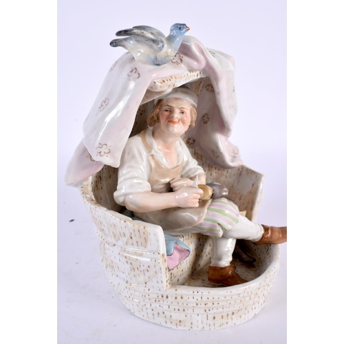 370 - AN UNUSUAL 19TH CENTURY GERMAN AUGUSTUS REX PORCELAIN FIGURE modelled as a male mending shoes. 17 cm... 