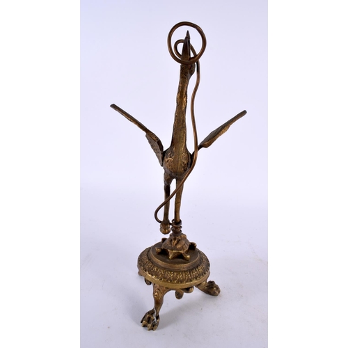 403 - A 19TH CENTURY EUROPEAN GRAND TOUR BRONZE FIGURE OF A BIRD modelled standing upon a tortoise. 23 cm ... 