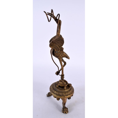 403 - A 19TH CENTURY EUROPEAN GRAND TOUR BRONZE FIGURE OF A BIRD modelled standing upon a tortoise. 23 cm ... 