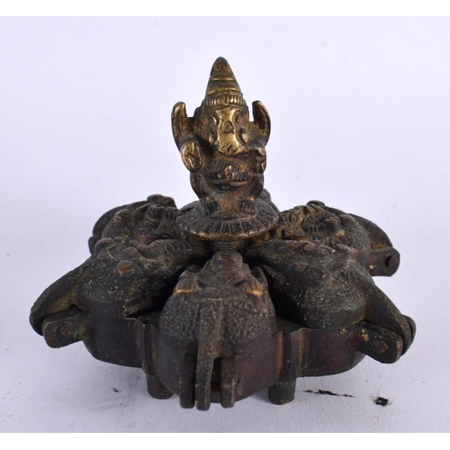 405 - A 19TH CENTURY INDIAN BRONZE PANDAN GANESHA SPICE BOX PANDAN together with a repousse copper alloy p... 