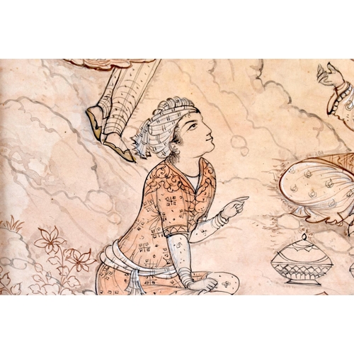 416 - Indian School (19th Century) Watercolour, Three figures within landscapes. 42 cm x 24 cm.