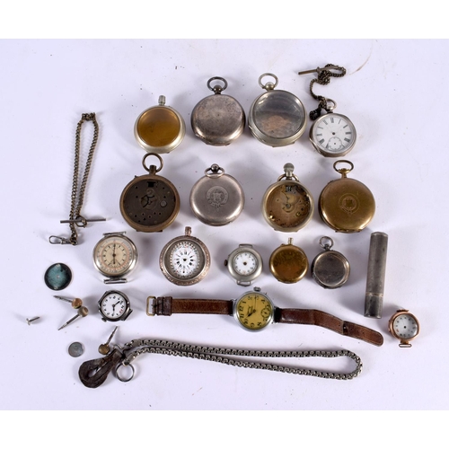 417 - A COLLECTION OF ANTIQUE SILVER & OTHER POCKET WATCHES together with a 9ct gold watch etc. (qty)