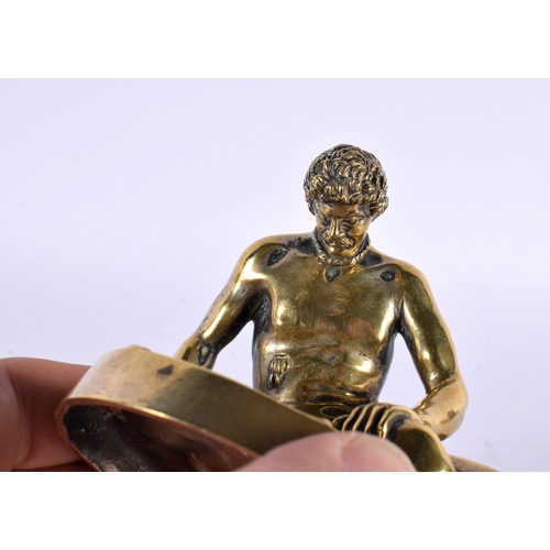 422 - A 19TH CENTURY EUROPEAN BRONZE FIGURE OF THE DYING GAUL modelled upon a sienna marble base. 18cm x 1... 