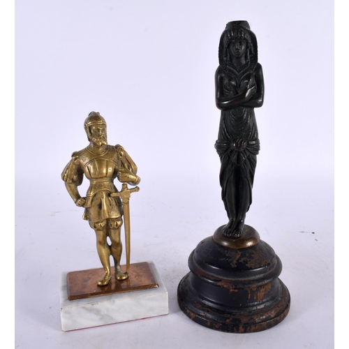 435 - TWO 19TH CENTURY EUROPEAN GRAND TOUR BRONZE FIGURES one modelled in the Egyptian manner, the other a... 