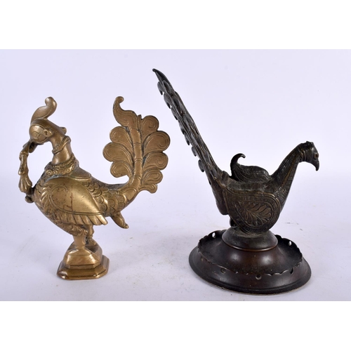 441 - A 17TH/18TH CENTURY MIDDLE EASTERN PERSIAN BRONZE BIRD together with a 19th century Persian bronze b... 