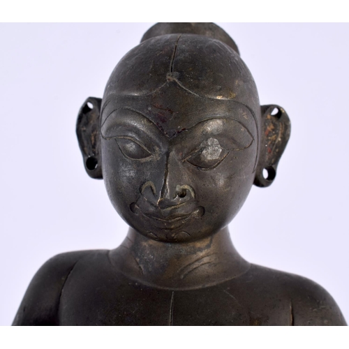 445 - A LOVELY 18TH CENTURY INDIAN BRONZE FIGURE OF A STANDING DEITY modelled nude with one hand raised. 2... 