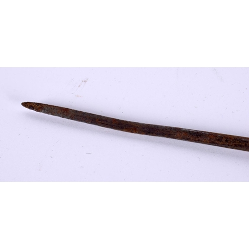 460 - A VINTAGE SWORD STICK together with another flexible leather wrapped stick. Largest 85 cm long. (2)