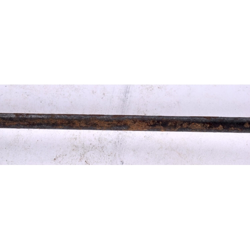 460 - A VINTAGE SWORD STICK together with another flexible leather wrapped stick. Largest 85 cm long. (2)