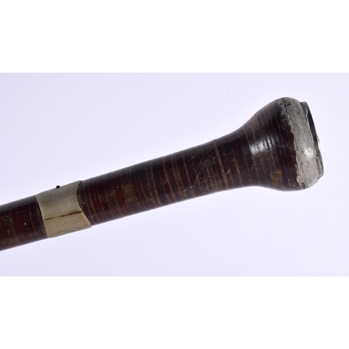 460 - A VINTAGE SWORD STICK together with another flexible leather wrapped stick. Largest 85 cm long. (2)