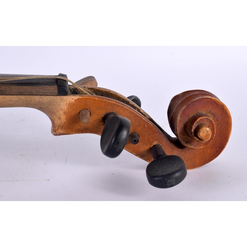 462 - A VIOLIN with bow. Violin 59 cm long, length of back 35.5 cm.