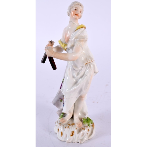 474 - AN 18TH CENTURY MEISSEN FIGURE together with a English 18th century frill vase etc. Largest 19 cm hi... 