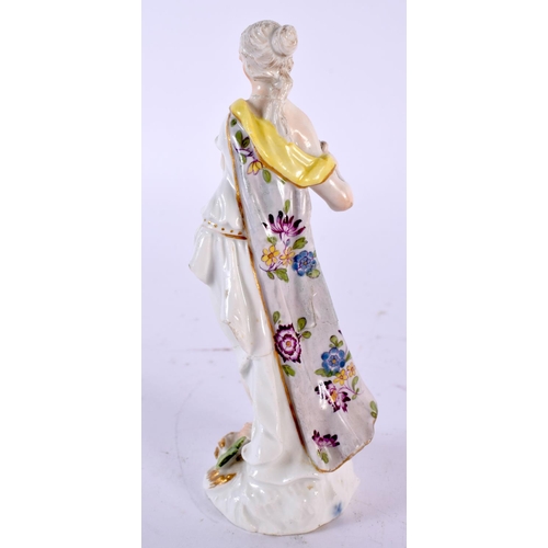 474 - AN 18TH CENTURY MEISSEN FIGURE together with a English 18th century frill vase etc. Largest 19 cm hi... 