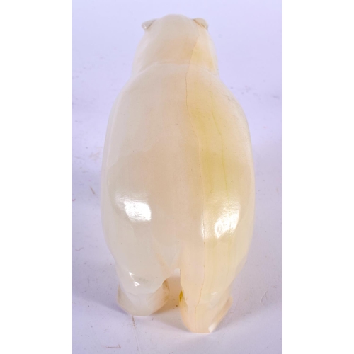 479 - A CONTINENTAL CARVED WHITE HARDSTONE FIGURE OF A HIPPOPOTAMUS. 17 cm wide.