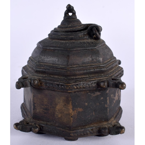 484 - AN ANTIQUE INDIAN BRONZE SPICE BOX. 8.25 cm wide.