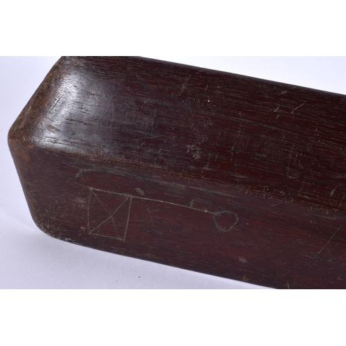 490 - AN ANTIQUE POLYNESIAN TRIBAL CARVED WOOD PADDLE CLUB inscribed with motifs. 99 cm long.