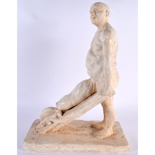 495 - AN UNUSUAL VINTAGE PLASTER MODEL OF MR BIG PHALLUS modelled as an elderly man roaming resting his ge... 