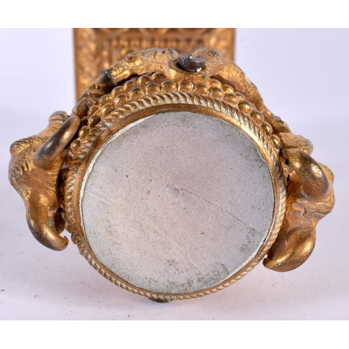 507 - A 19TH CENTURY FRENCH GILT BRONZE AND ROCK CRYSTAL BALL ON STAND. 22cm high.