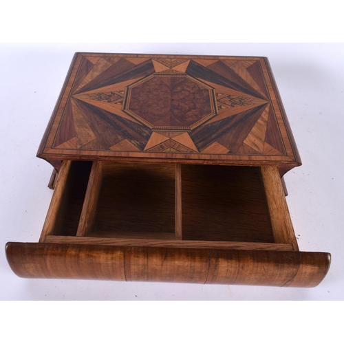 514 - AN UNUSUAL 19TH CENTURY COUNTRY HOUSE MARQUETRY HIDDEN BOOK BOX. 25 cm x 20cm.