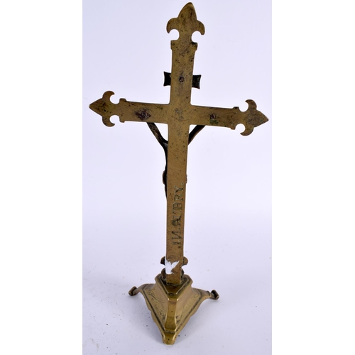 530 - AN ANTIQUE BRASS CORPUS CHRISTI. 27 cm x 10 cm.