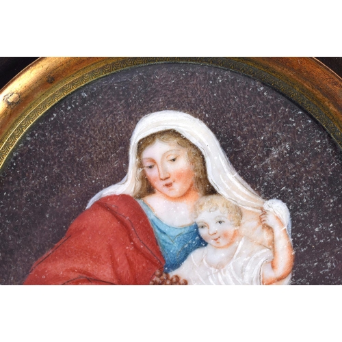 532 - European School (18th/19th Century) Watercolour, Madonna and child. 13 cm square.