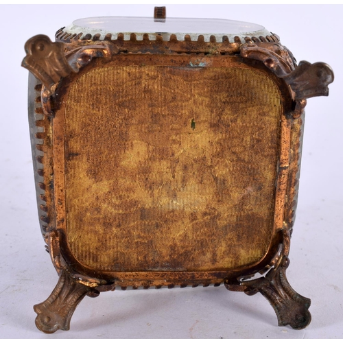 547 - AN ANTIQUE FRENCH GILT METAL GLASS JEWELLERY CASKET. 8 cm square.