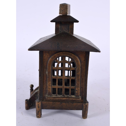 549 - A VICTORIAN CAISSE HOUSE BRONZE MONEY BOX. 14cm x 9 cm.