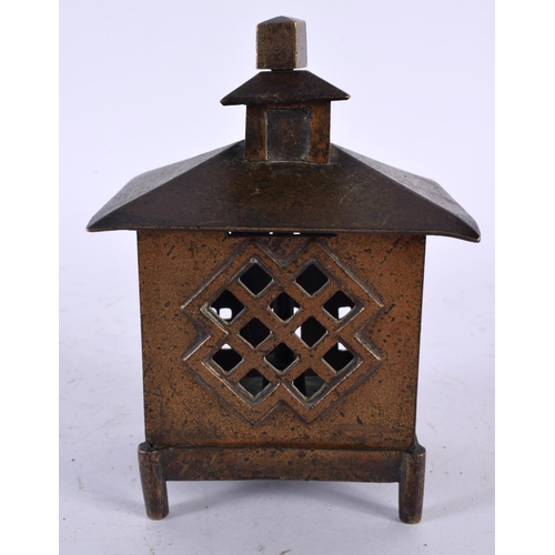 549 - A VICTORIAN CAISSE HOUSE BRONZE MONEY BOX. 14cm x 9 cm.