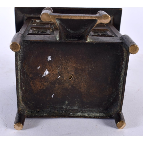 549 - A VICTORIAN CAISSE HOUSE BRONZE MONEY BOX. 14cm x 9 cm.