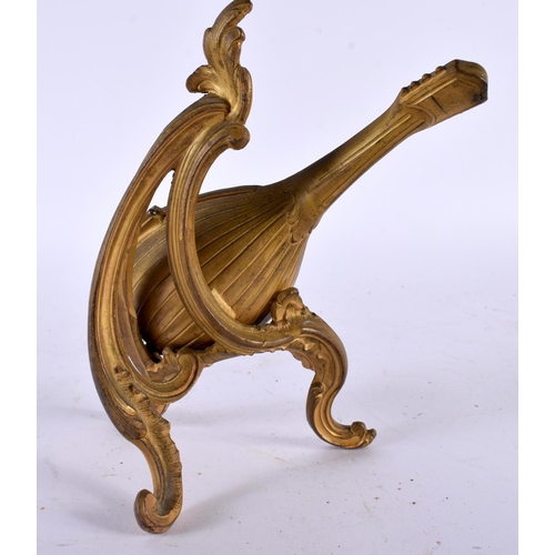 565 - AN ART NOUVEAU FRENCH BRONZE JEWELLERY BOX LYRE CLOCK. 16 cm x 10 cm.